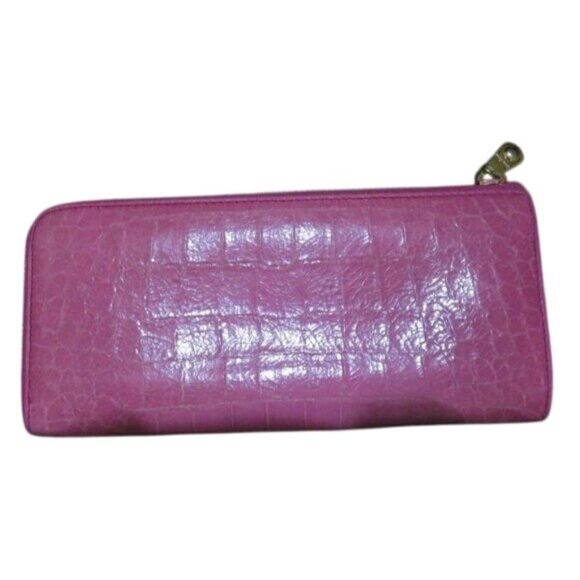Miu Miu by Prada Pink Croc Embossed Italian Leather Luxury Long Wallet EUC - Picture 2 of 12